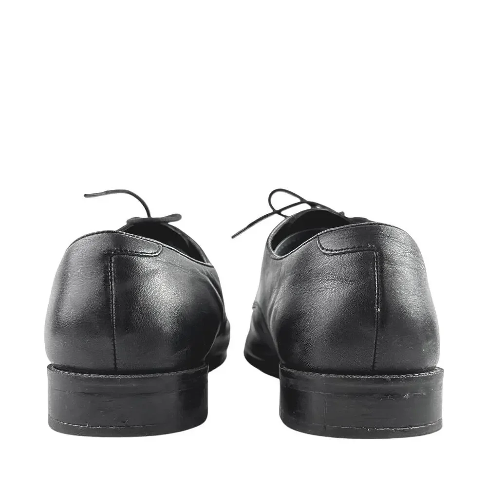 The Black Tux Men's Black Leather Low Top Almond Toe Lace Up Oxford Shoes 11